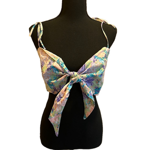 NWT CELLECCI PASTEL FLORAL TIE FRONT TOP